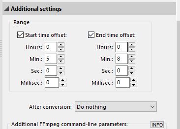 splitting video file into different audio sections by offset settings