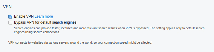 disable local search engines in opera from using actual IP address