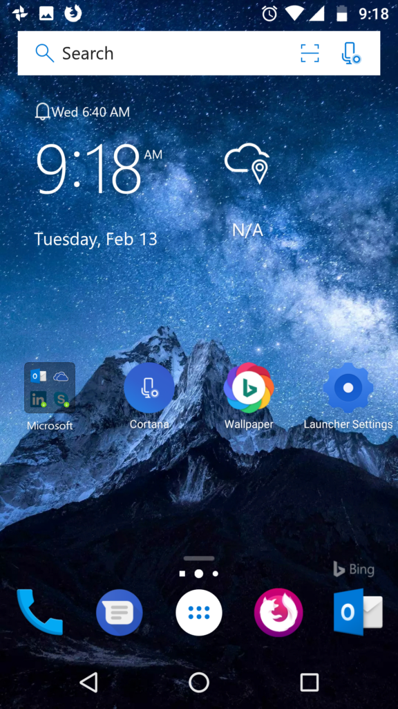 android phone with microsoft launcher