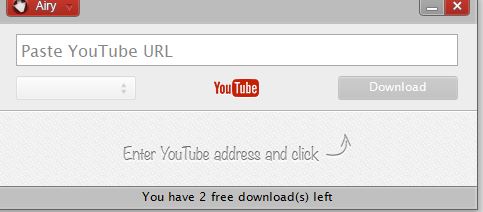 airy youtube downloader interface