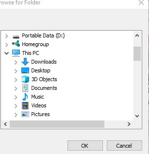 selecting output folder for downloading youtube videos