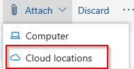 choosing cloud storage account to upload files in Outlook