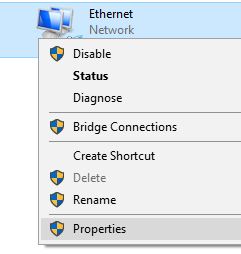 network adapter settings in Windows 10