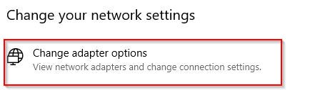 change adapter settings in Windows 10