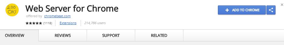 installing Web Server for Chrome extension
