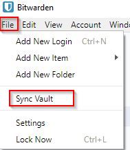 syncing changes in Bitwarden vault