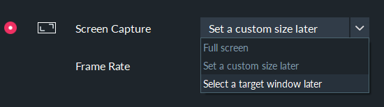 selecting recording area size 