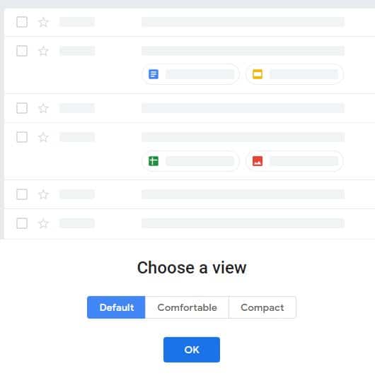 choosing a Gmail layout view