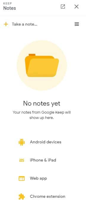 Google Keep integration with Gmail