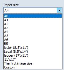 Selecting paper size for output PDF file