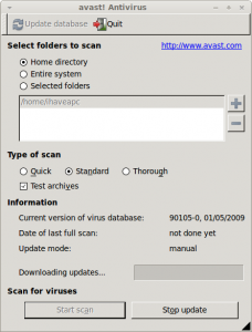 Avast Linux Home Edition - updaing antivirus definitions