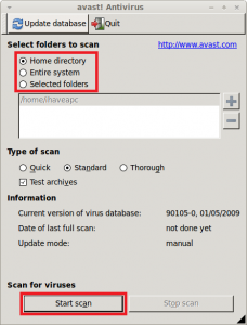 Avast Linux Home Edition - running scan in Linux Mint / Ubuntu