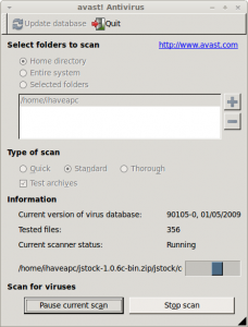 Avast Linux Home Edition - running scan in Linux Mint / Ubuntu