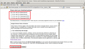 Google Chrome - Package selection and Terms of Service