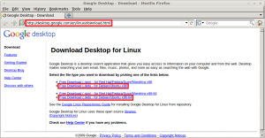 Google Desktop for Linux Download Page