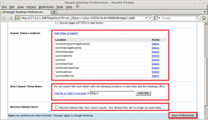 Google Desktop for Linux Preferences - include or exclude websites and locations