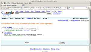 Google Desktop for Linux - Search results as seen in a browser