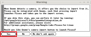 Enabling Google Picasa Launch with Gnome camera import button