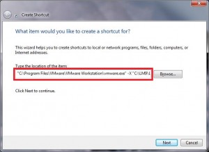 VMware Workstation 7 Virtual Machine Shortcut Windows 7