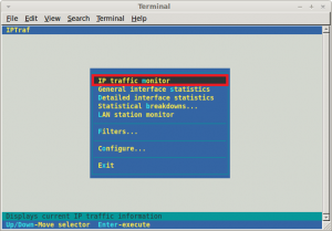 iptraf - select 'IP traffic monitor'