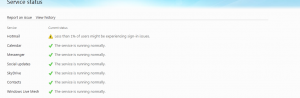 windows live status dashboard