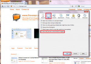 Enabling Firefox 6 tab previews in Windows 7