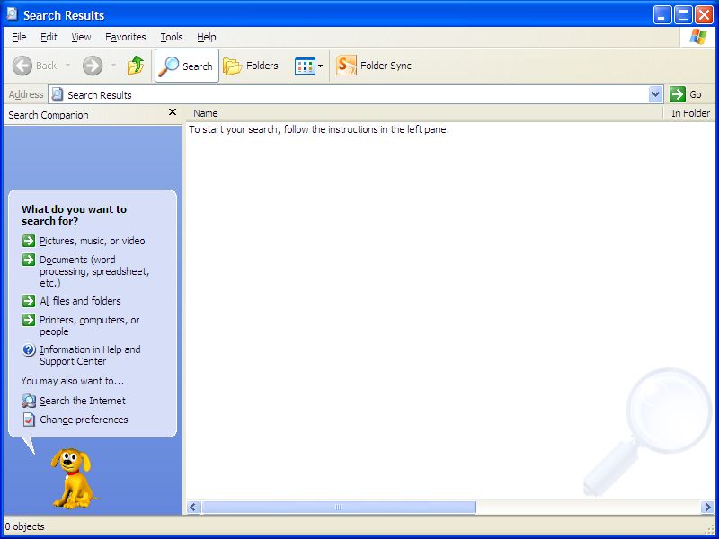 Classic Windows Search in Windows XP with Search Companion