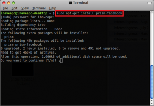 sudo apt-get install prism-facebook