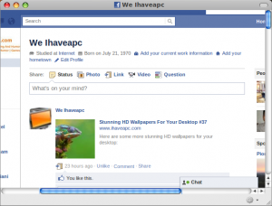 Using Facebook with Prism-Facebook Web App