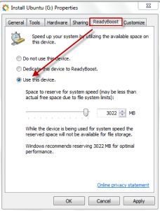 Enabling ReadyBoost in USB drives