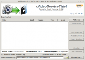 xVideoServiceThief running in Linux Mint 11 / Ubuntu 11.04