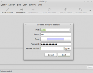 Creating a new session in Gobby