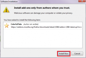 ColorfulTabs Firefox add-on installation