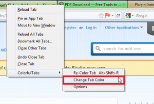 ColorfulTabs Firefox add-on usage