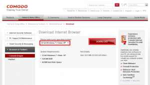 Comodo Dragon Internet Browser Download Page