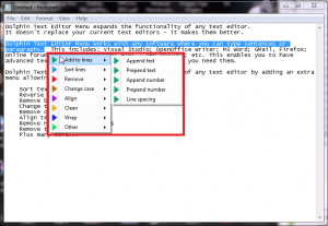 Dolphin Text Editor Menu