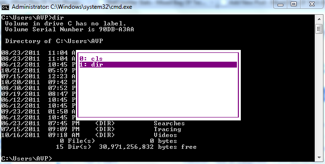 See and reuse previously entered commands at the Windows command prompt