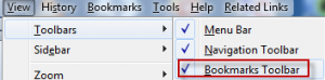 Enable bookmarks toolbar in Firefox