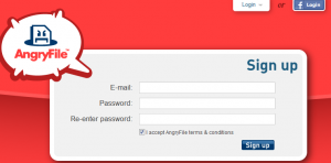 Sign up for free AngryFile account