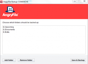 Choosing files and folders to be backed up using AngryFile