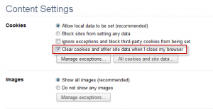 Automatically clear cookies and site data on exiting Chrome