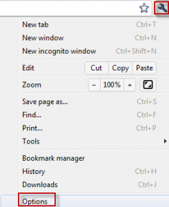 Options in Google Chrome