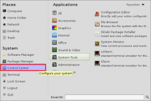 Control Center in Linux Mint