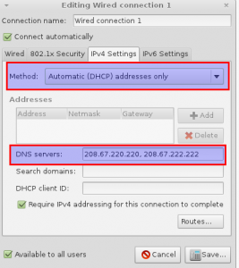 Changing DNS IP in Linux Mint