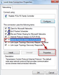 IPv4 properties in Windows