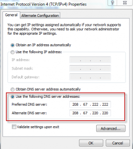 DNS settings in Windows