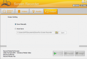 Output settings in SnowFox Screen Recorder