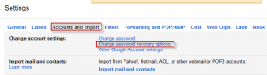 Gmail account password recovery options