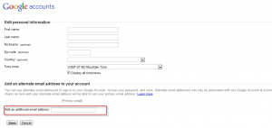 Add another email account for Gmail password reset