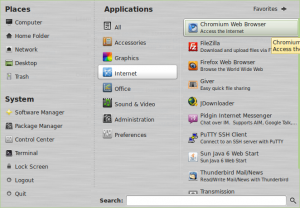 Chromium browser after installation in Linux Mint